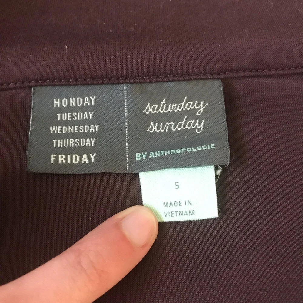 Anthropologie Saturday Sunday Women’s Burgundy Half Zip Pullover - Picture 3 of 6